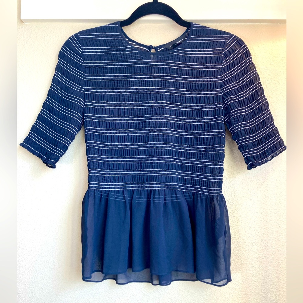 Club Monaco Sheer Peplum Blouse